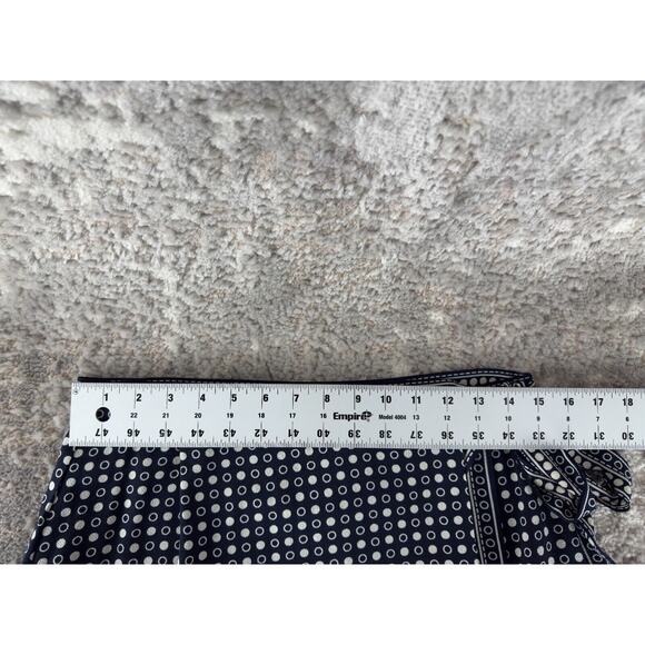 Max Studio Size M Polka Dot Tie Midi Wrap Dress Navy White Stretch Lined - Picture 4 of 8
